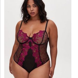Black Mesh and Berry Bodysuit